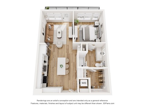 Floor plan for 1 bed, 1 bath, 720 sqft